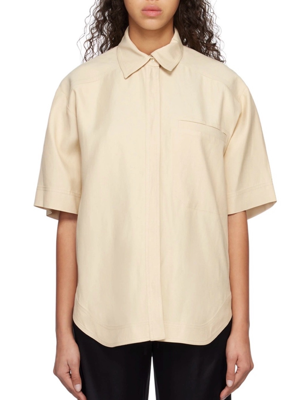 Loulou de Saison Studio Moheli Oversized Twill Shirt XS Beige